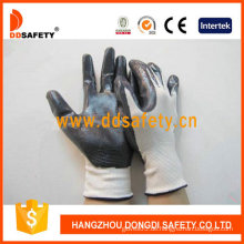 Weißes Nylon mit schwarzem Nitril-Handschuh-Dnn336